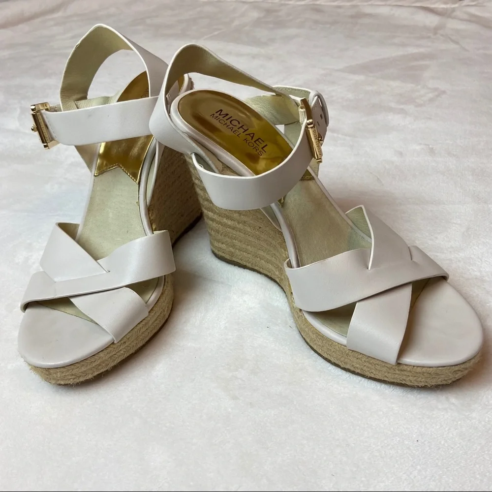 Michael Kors Viola Espadrille White Strappy Wedge
